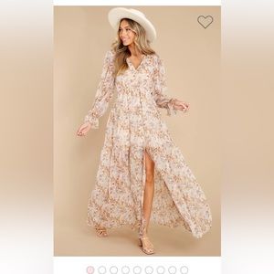 Beige maxi floral print dress large